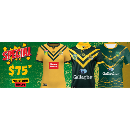 $75 AUSTRALIA KANGAROOS MENS AND LADIES JERSEYS *IN STORE ONLY*