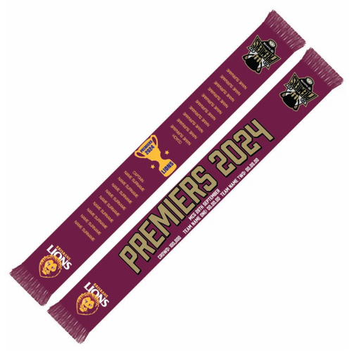 Brisbane Lions AFL Premiers 2024 Bar Scarf! In Stock!