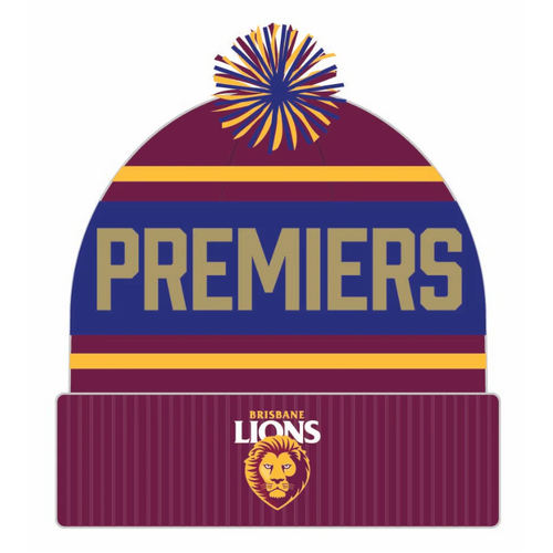Brisbane Lions AFL Premiers 2024 Bar Beanie! In Stock