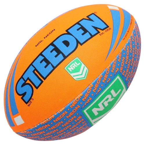 NRL Steeden Neon Supporter Rugby League Football Blue/Orange Size 5! T5