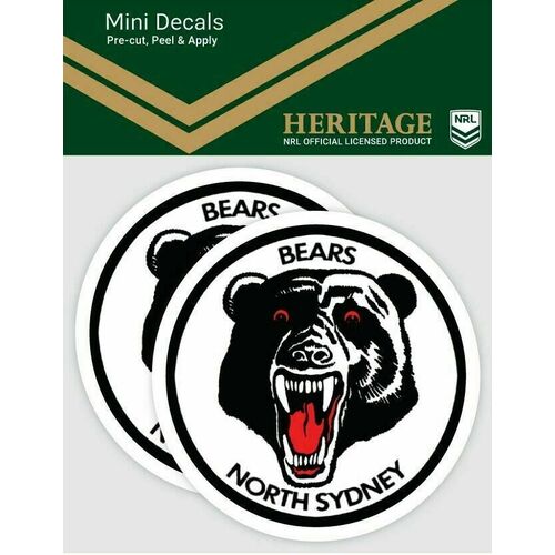 North Sydney Bears ARL NRL iTag UV Car Heritage Logo Mini Decal Sticker (2 Pack)