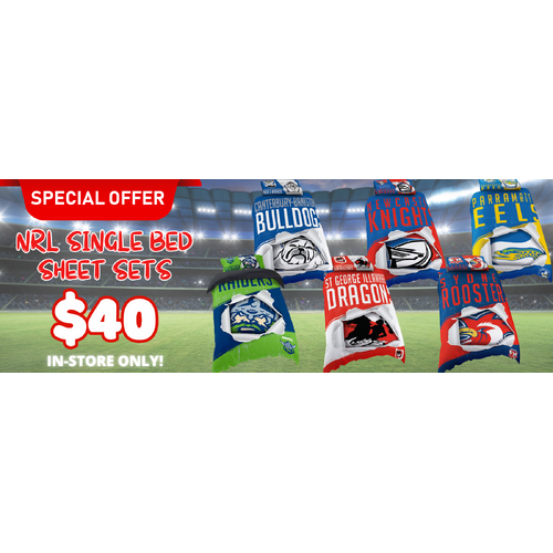NRL SINGLE BED QUILT SHEET SET *IN STORE ONLY*