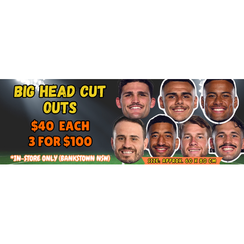 NRL PLAYER LARGE HEAD CUT OUT 60 CM x 80 CM! IN-STORE ONLY!