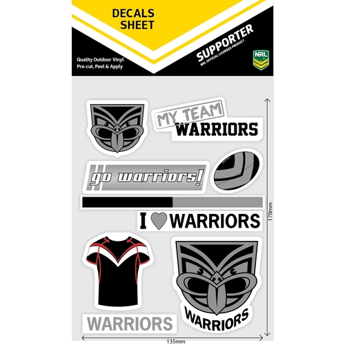 New Zealand Warriors NRL UV  Mixed Team Decal Sticker sheet