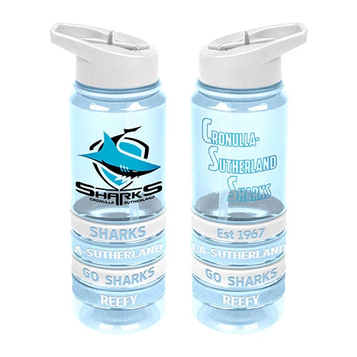 Cronulla Sharks NRL Tritan Water Bottle with Wristbands!!