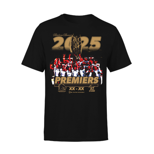 Brisbane Broncos NRL 2025 Premiers Celebration Photo Shirt Kids Sizes 8-14! PRESALE!
