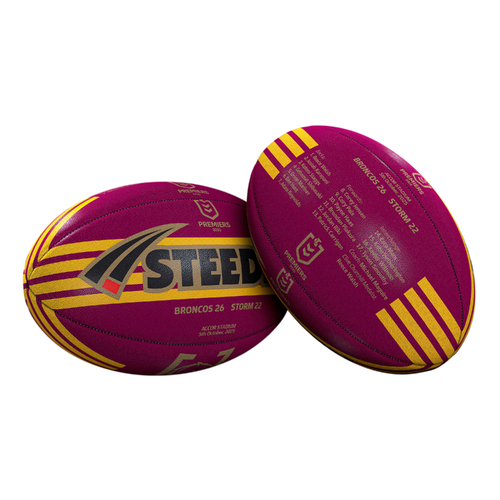 Brisbane Broncos NRL 2025 Steeden Premiers Ball Football Size 5! Pre Sale