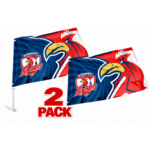 Sydney Roosters NRL Car Flag 30 cm x 49 cm x 2 Flags! 