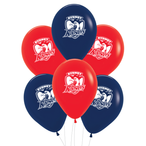 Sydney Roosters NRL Birthday Party Latex Helium Balloons 6 Pack