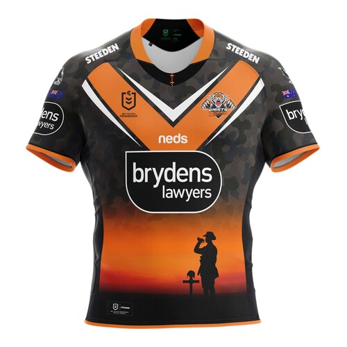 Wests Tigers NRL Steeden ANZAC Jersey Adults Sizes S-7XL! T1