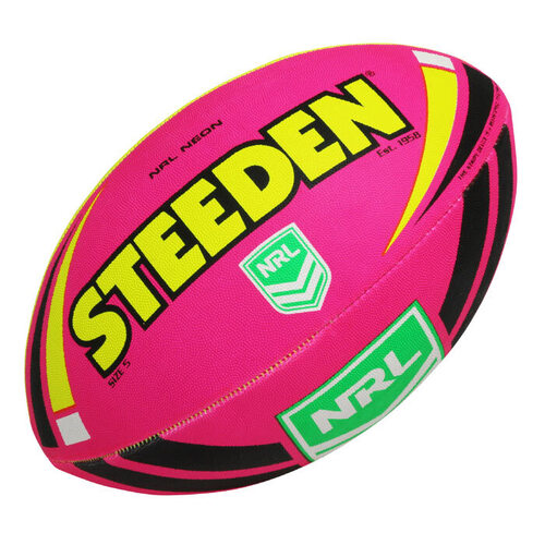 Neon Pink & Yellow Steeden Rugby League Football Size 5!