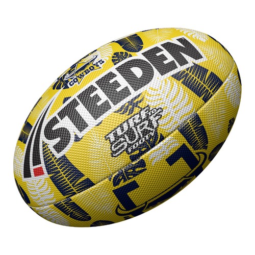 NQ Cowboys 2024 NRL Steeden Surf and Turf Rugby League Football Size 3!