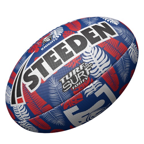 Newcastle Knights 2024 NRL Steeden Surf and Turf Rugby League Football Size 3!