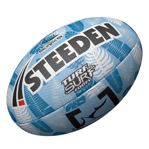 Cronulla Sharks 2024 NRL Steeden Surf and Turf Rugby League Football Size 3!