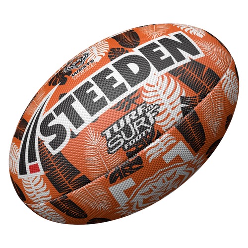 Wests Tigers 2024 NRL Steeden Surf and Turf Rugby League Football Size 3!