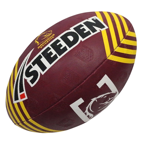 Brisbane Broncos NRL Steeden Rugby League Football Size 11 Inches! T5