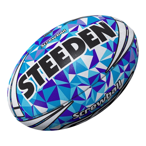 NRL Steeden Screwball Blue Geo Rugby League Football Size 5! T5