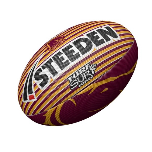 Brisbane Broncos NRL Steeden Surf and Turf Rugby League Football Size 3! T6