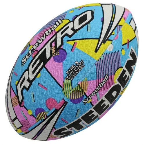 Fluoro Retro Screwball NRL Steeden Rugby League Football Size 5!