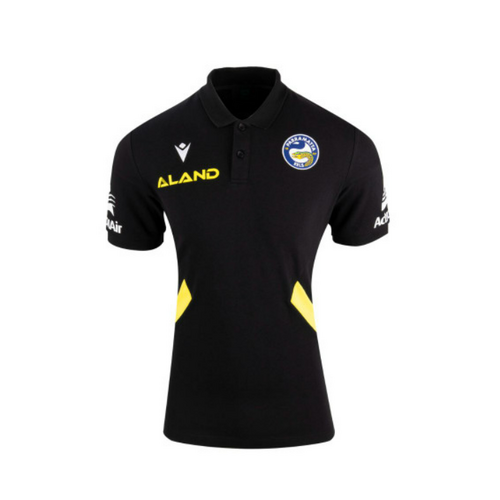 Parramatta Eels NRL 2023 Macron Black Travel Polo Sizes S-5XL!