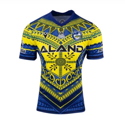 Parramatta Eels NRL 2023 Macron Pacifica Training Shirt Kids Sizes 8-14!