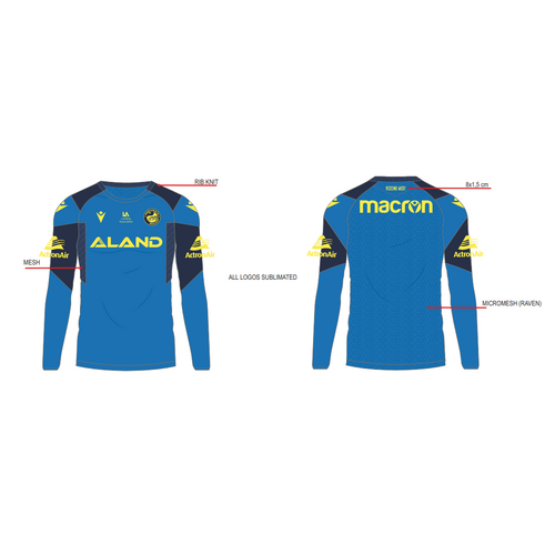Parramatta Eels NRL 2024 Macron Players Long Sleeve Training Shirt Sizes S-5XL!