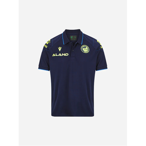 Parramatta Eels NRL 2024 Macron Navy Players Travel Polo Sizes S-5XL!