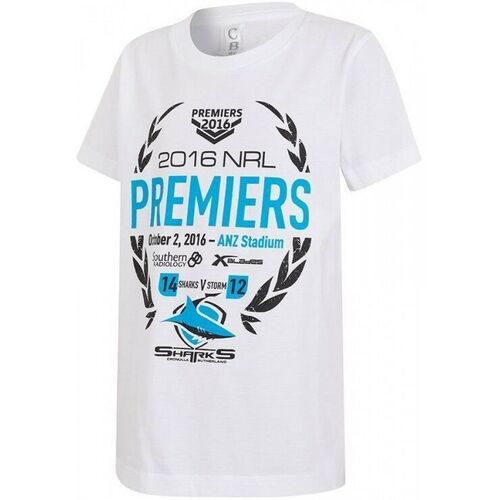 Cronulla Sharks NRL 2016 X Blades Premiers T Shirt Adult & Kids Sizes!