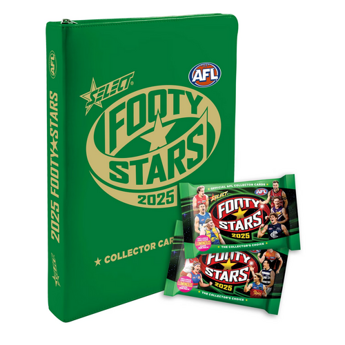 Official Select AFL 2025 Footy Stars Vinyl Album includes 2 Packs of Trading Cards