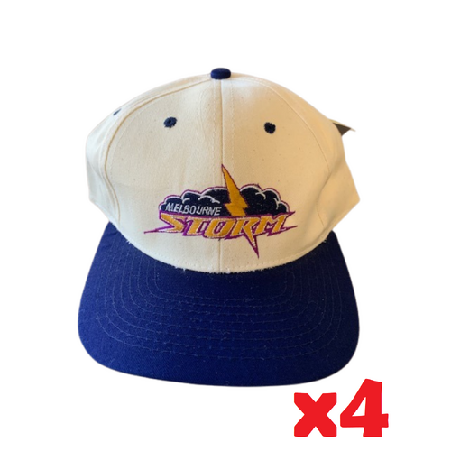 BRAND NEW Official NRL Melbourne Storm Adult White Caps Hats x 4 (BULK) 