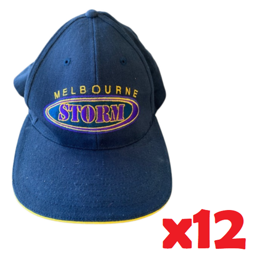 BRAND NEW Official NRL Melbourne Storm Adult Caps Hats x 12 (BULK) 