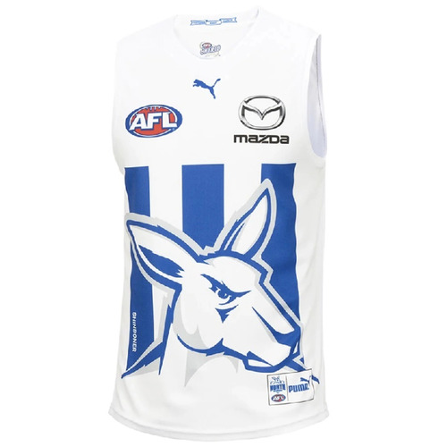 North Melbourne Kangaroos AFL Puma Clash Guernsey Kids Sizes 12-16! T2