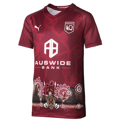 Queensland Maroons QLD Puma SOO Indigenous Training Jersey Kids Sizes 8-16! T2