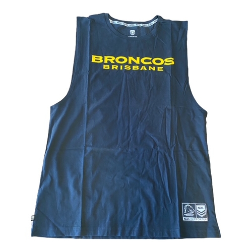 Brisbane Broncos NRL Outerstuff Wordmark Muscle Singlet Shirt Size S-5XL!