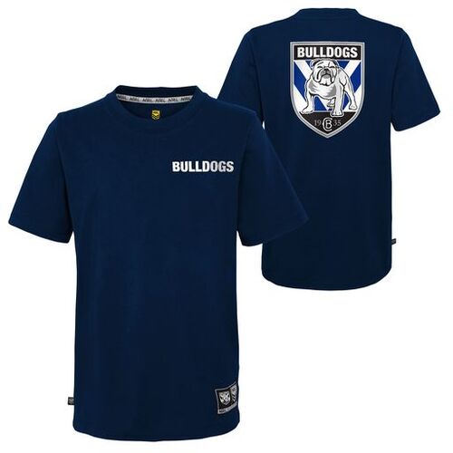 Canterbury Bulldogs NRL 2022 Outerstuff Wordmark Logo T Shirt Size S-2XL!