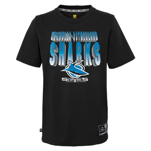 Cronulla Sharks NRL 2023 Outerstuff Logo Wordmark Shirt Size S-2XL!
