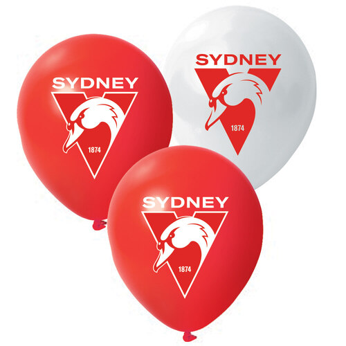 Sydney Swans AFL Helium Quality Birthday Party Balloons (25 Pack) *NEW LOGO