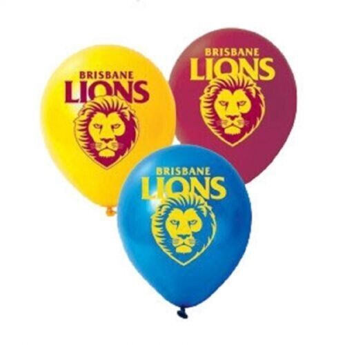 Official AFL Brisbane Lions Happy Birthday Party Latex Helium Balloons (10 Pack)