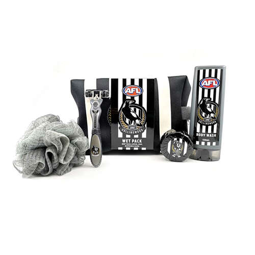 Collingwood Magpies AFL Toiletries Gift Bag! Bag Body Wash Razor Soap Loofah