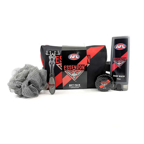Essendon Bombers AFL Toiletries Gift Bag! Bag Body Wash Razor Soap Loofah