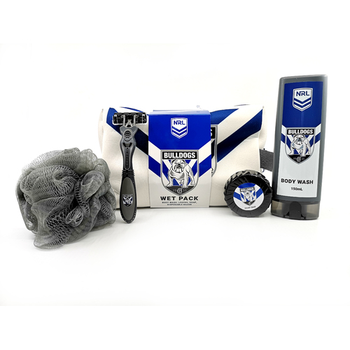 Canterbury Bulldogs NRL Toiletries Gift Bag! Bag Body Wash Razor Soap Loofah
