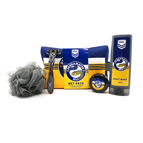 Parramatta Eels NRL Toiletries Gift Bag! Bag Body Wash Razor Soap Loofah