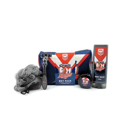 Sydney Roosters NRL Toiletries Gift Bag! Bag Body Wash Razor Soap Loofah