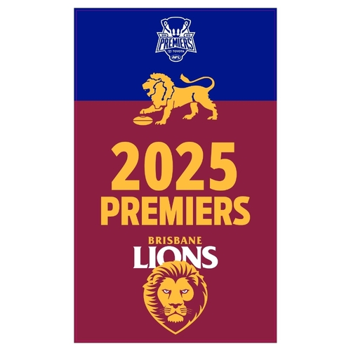 Brisbane Lions AFL Premiers 2025 Supporters Cape Wall Flag 90 x 150cm! Ltd Ed