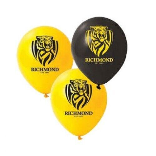 Official AFL Richmond Tigers Birthday Party Latex Helium Balloons (10 Pack)