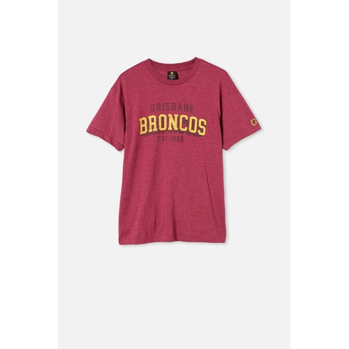 Brisbane Broncos NRL College Block Tee T-Shirt Sizes S-2XL