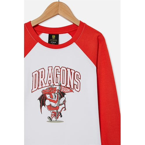 St George ILL Dragons NRL 2021 Cotton On Raglan LS Top Kids Sizes 1yrs-10yrs!
