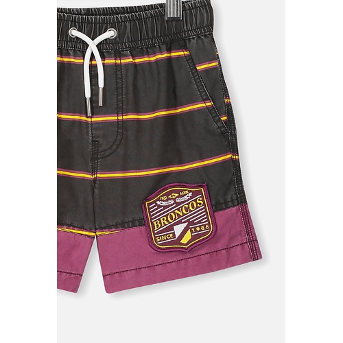 Brisbane Broncos NRL 2021 Cotton On Striped Board Shorts Boys Sizes 1yrs-10yrs!