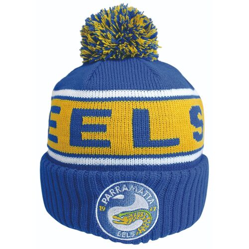 Parramatta Eels NRL Embroidered Striker Pom Pom Beanie!