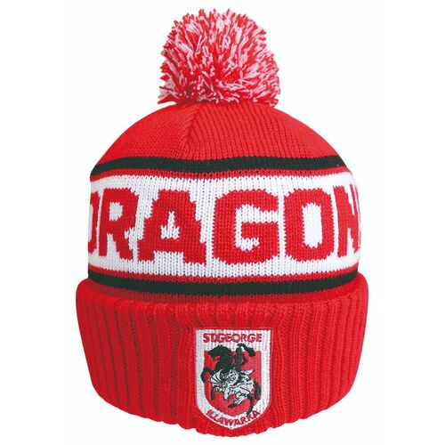 St George Illawarra Dragons NRL Embroidered Striker Pom Pom Beanie!